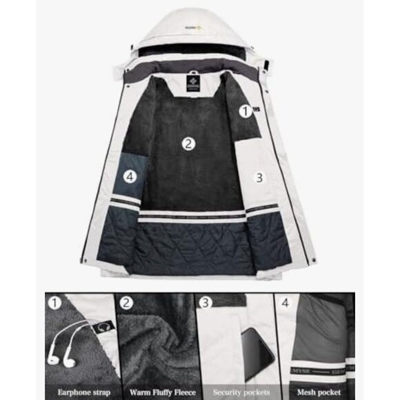 GEMYSE Women's Waterproof Ski Snow Jacket Winter Warm Lined Mountain Hiking Coat - Picture 2 of 16